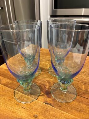 Beautiful Vintage Bormioli  Rocco Bahia Colored Glass Goblets